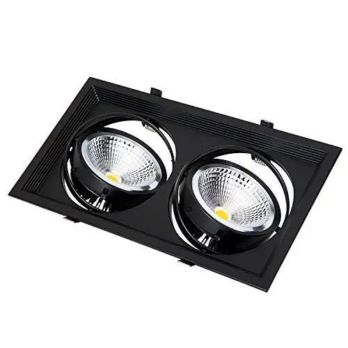 CONCHA PLANA TECHO 2 AGUJEROS COLOR NEGRO CON BOMBILLA AR111 6400K LUZ FRIA