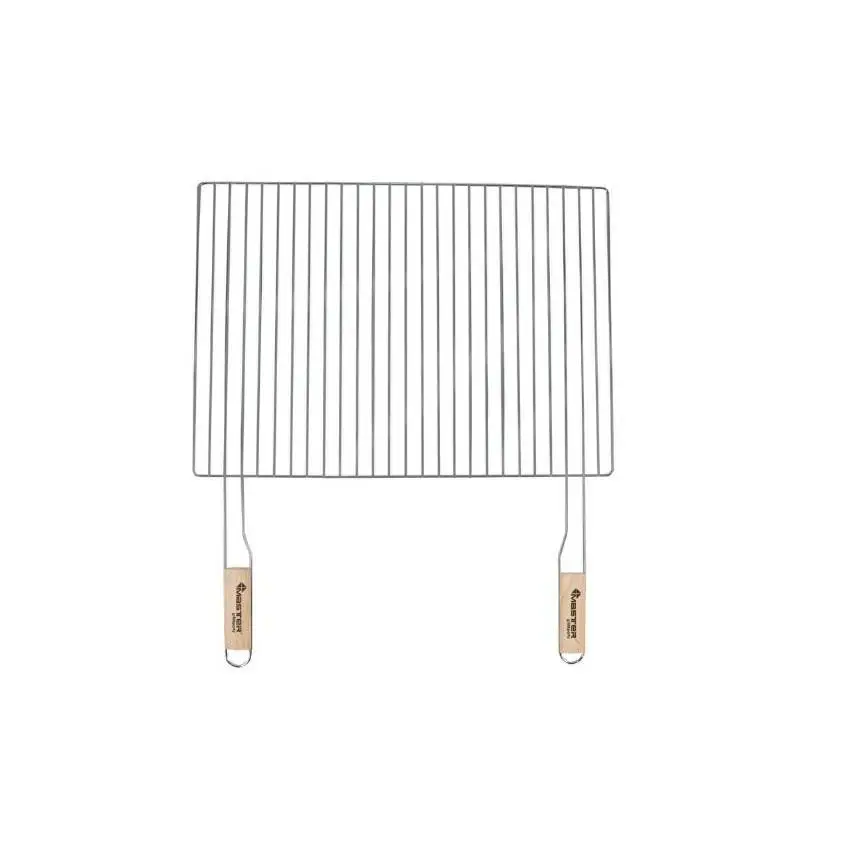Parrilla 54 x 38 cm Con 2 asas de madera acero cromado parrilla parrilla para óxido