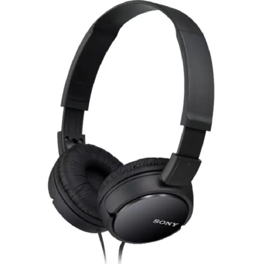 SONY MDR-ZX110BK Auriculares acolchados con cable de 1.2 metros, Color Negro, de Diadema, Plegables