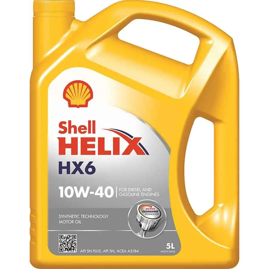 Aceite Shell Helix Hx6 10W40 5 L - Lubricante de Motor - Protección Frente Al Desgaste