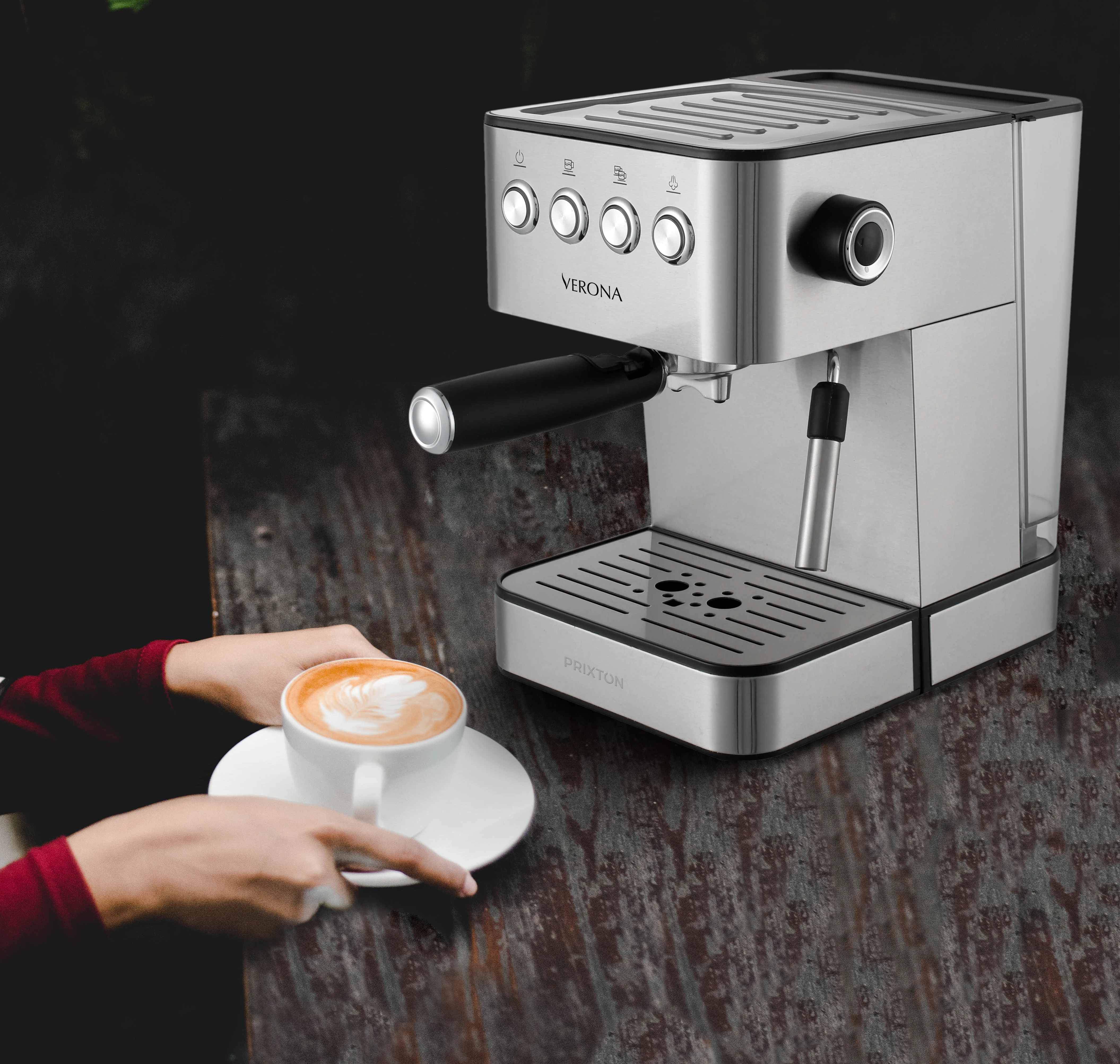 Verona coffee maker with double outlet filter holder - express - italian pump - 20 bars - prixton adjustable vaporizer