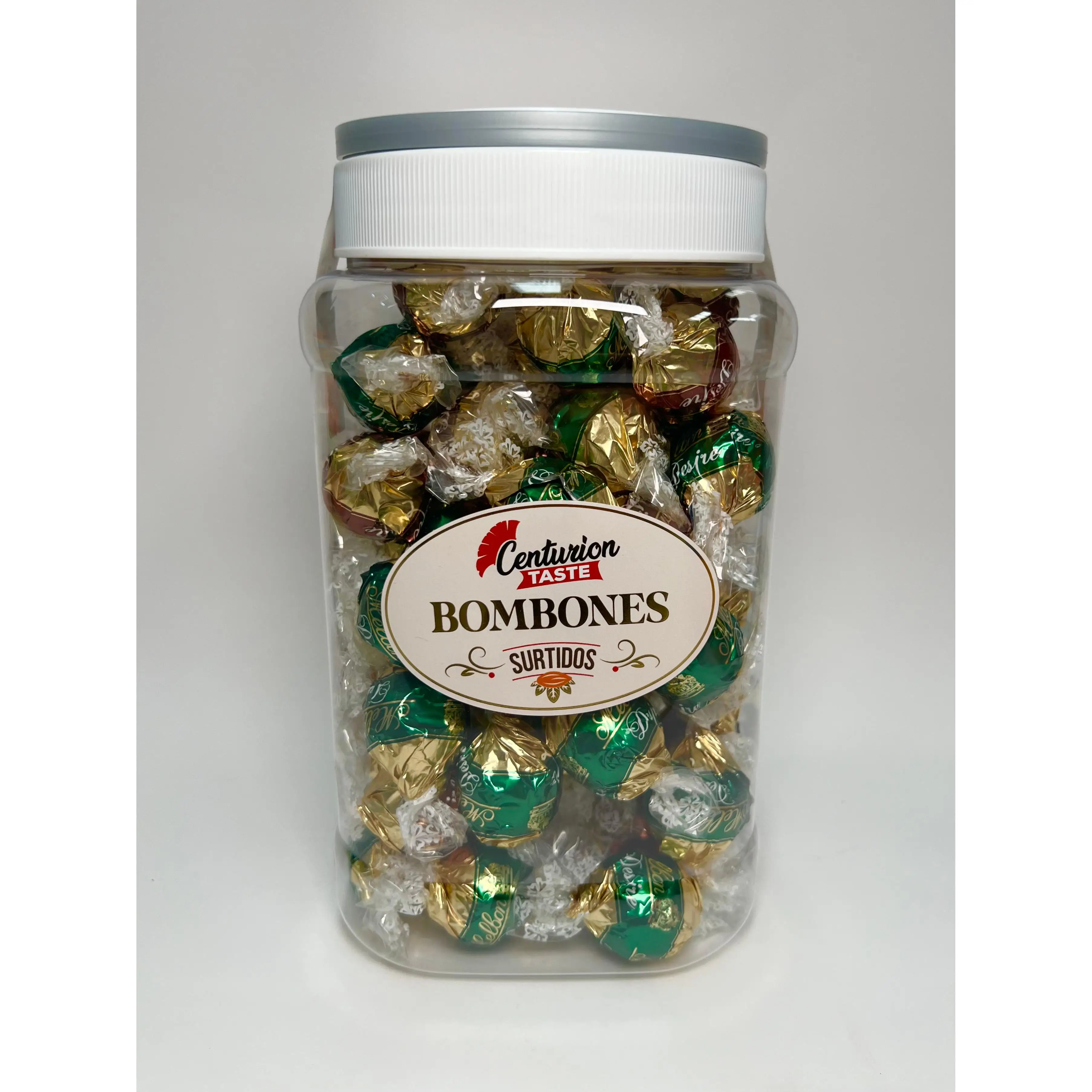 TARRO DE BOMBONES SURTIDOS ESFERAS 1 KG (contiene 70 bombones)