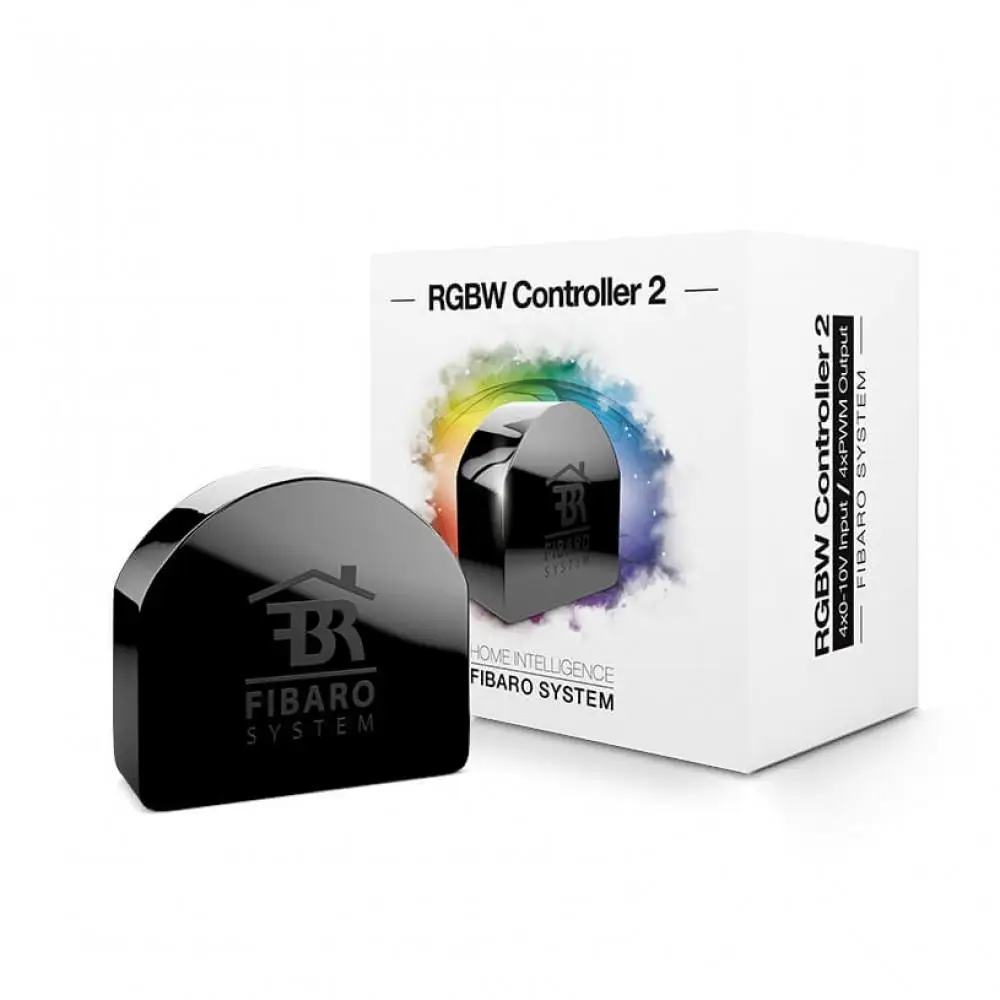 FIBARO FGRGBWM-442 RGBW Controller 2/Z-Wave Plus - Universal LED Light Strips Controlador, Negro