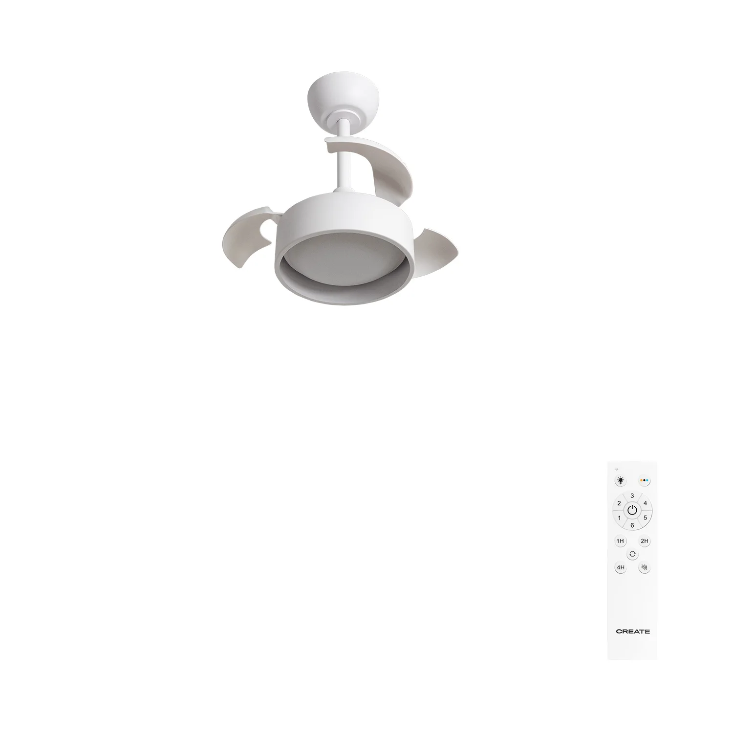 Create - 40w silent ceiling fan ø55cm retractable blades with led light - wind clear lamp