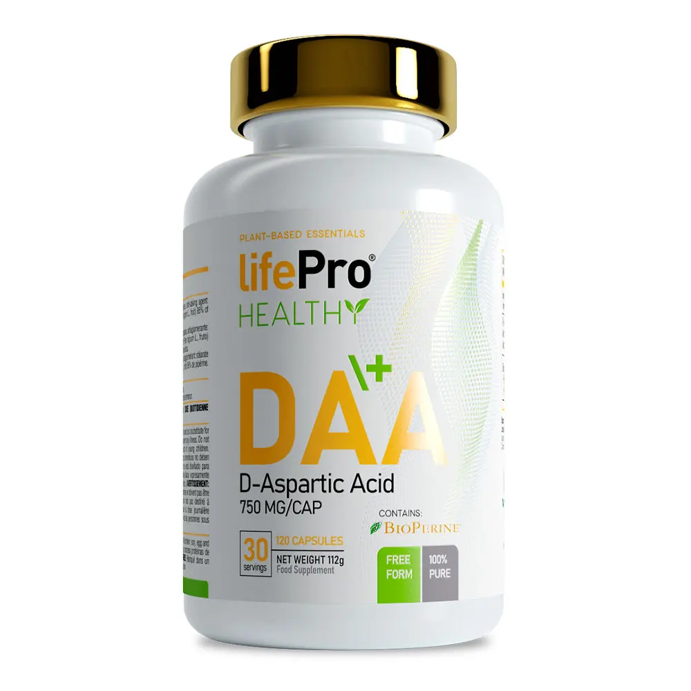 LIFE PRO NUTRITION ESSENTIALS DAA ACIDO D-ASPARTICO 750MG 120 VCAPS - Crecimiento de Masa Muscular - Mejora Rendimiento