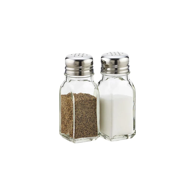 Set de saleros y pimenteros tradicionales - 8.5x4.5x10cm - Set de 2 recipientes clásicos de sal y pimienta - transparentes, cocina, hogar