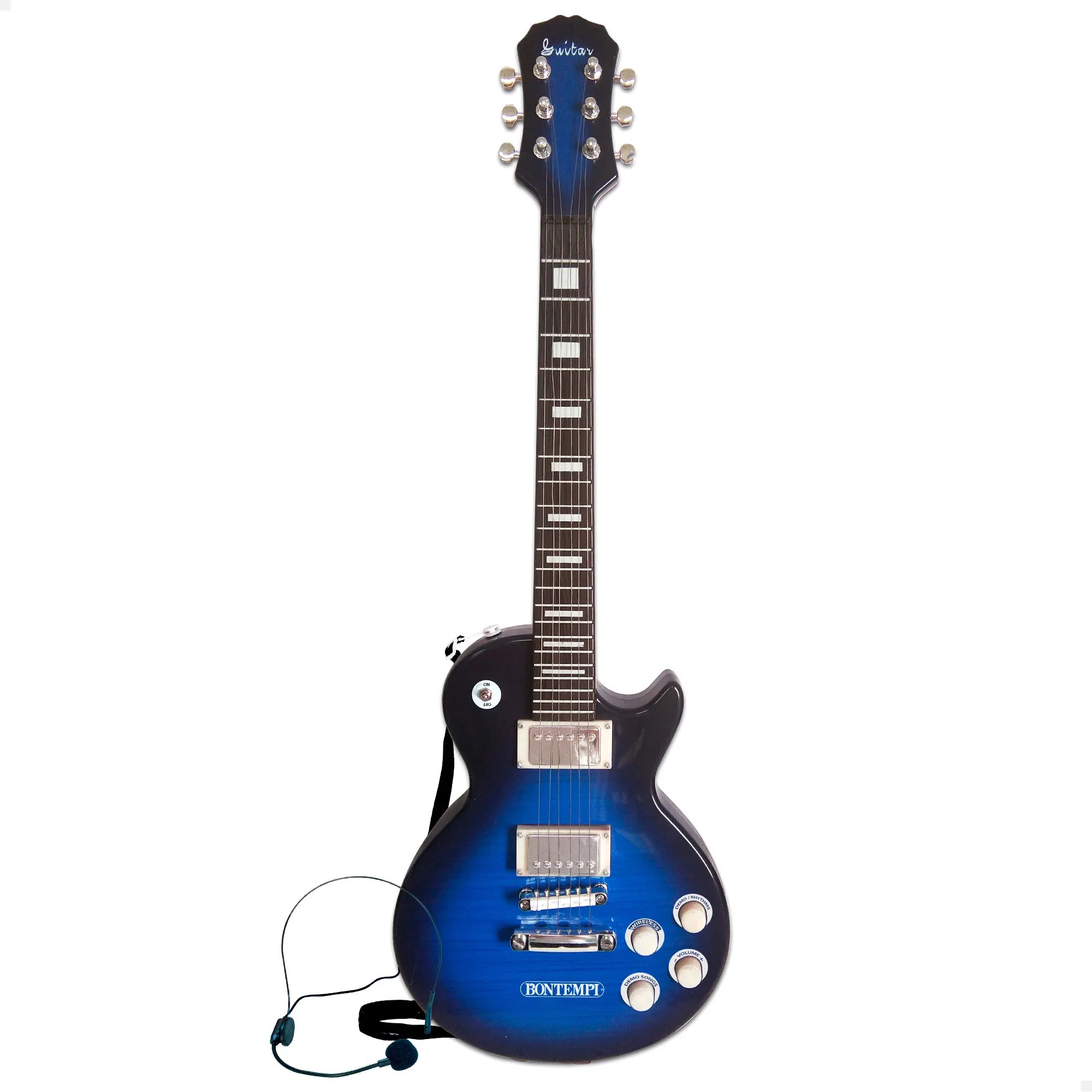 Bontempi - Guitarra eléctrica infantil, para niños, sonidos y melodías, inalámbrica, instrumentos musicales, de juguete, con auriculares, con micrófono,  +5 años