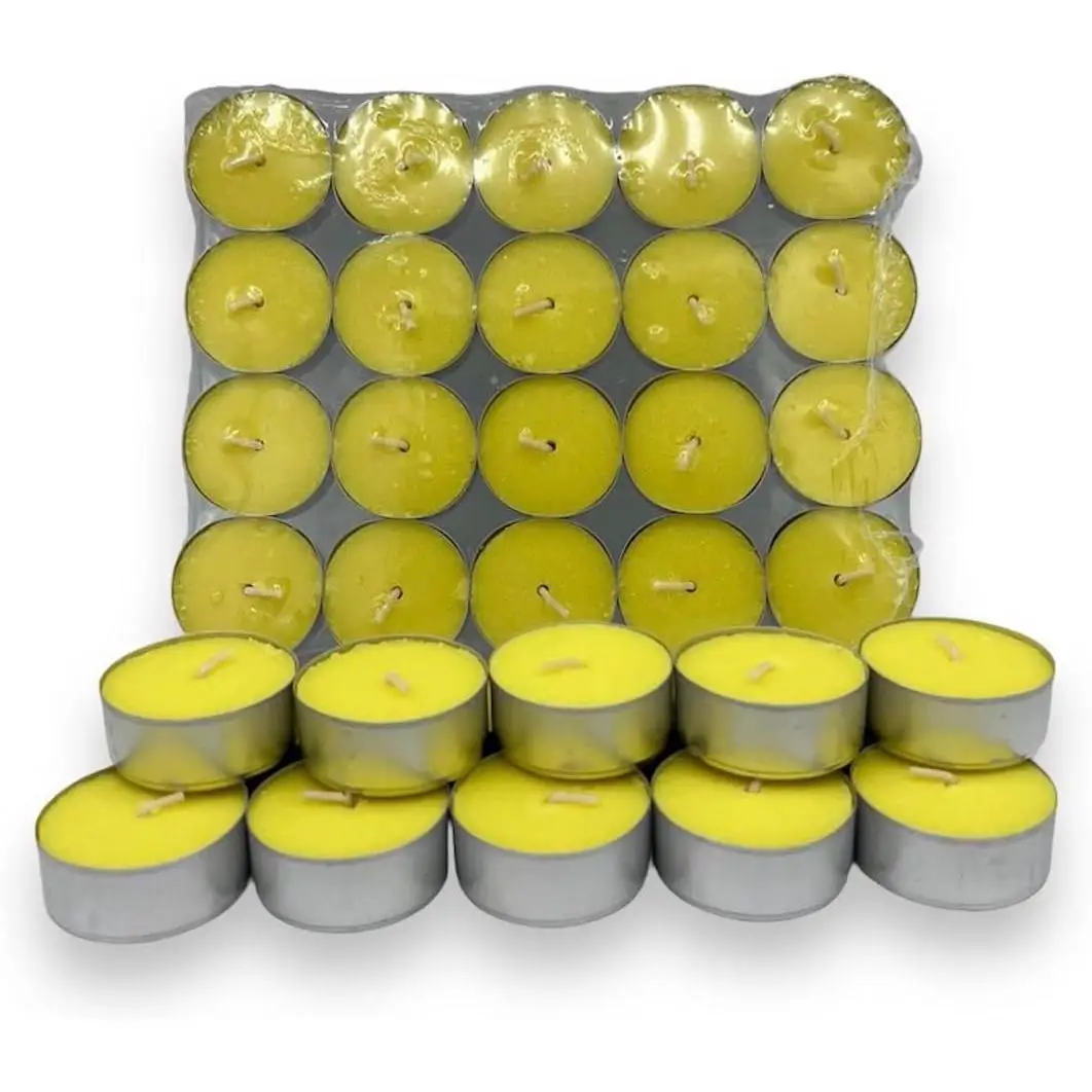 C.A - Pack de 20 velas de té decorativas aromáticas de citronela, repelente de mosquitos para jardín y terrazas - Marca ExquisiVela