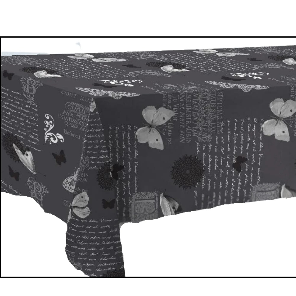 Waterproof tablecloth with butterfly design by Hulehule Tex, made of durable PVC, stain-resistant and easy to clean; available in rectangular, square, or round shapes, perfect for home decoration. #4