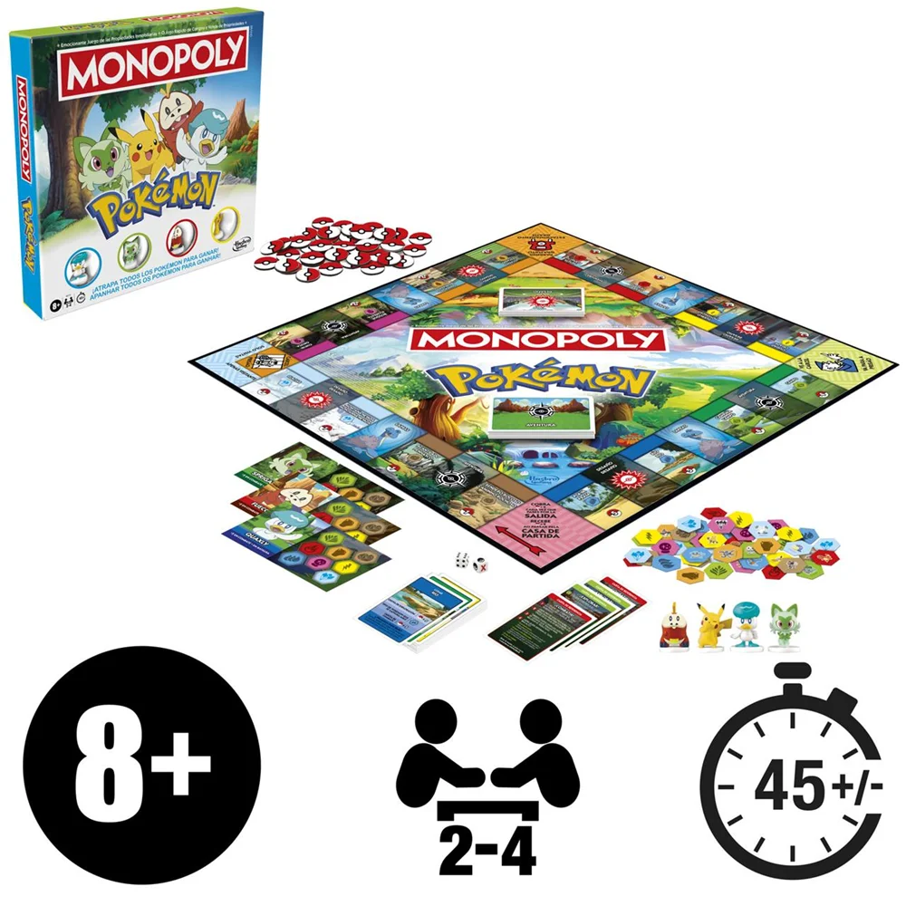 Monopoly Pokémon Classic Game by Hasbro - Spanish board game for 2-10 players, featuring iconic Kanto and Johto locations, Pokémon collecting, and easy-to-learn rules for family fun and entertainment. #4