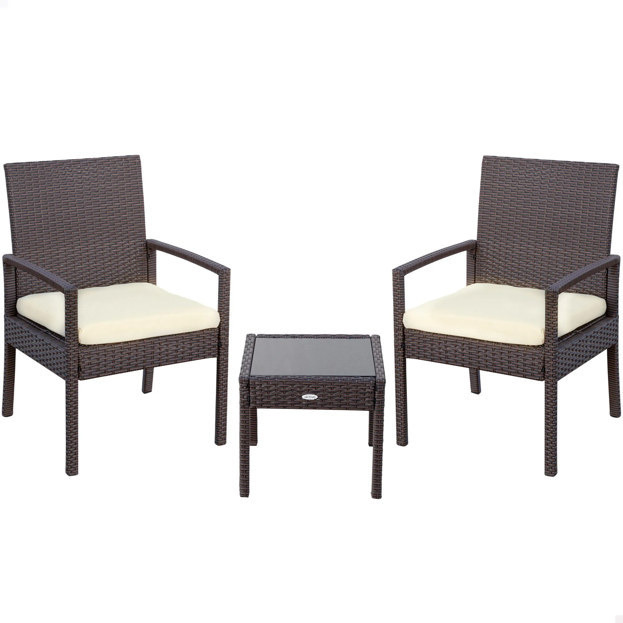 Conjunto muebles terraza con sillones y mesita ratán Aktive