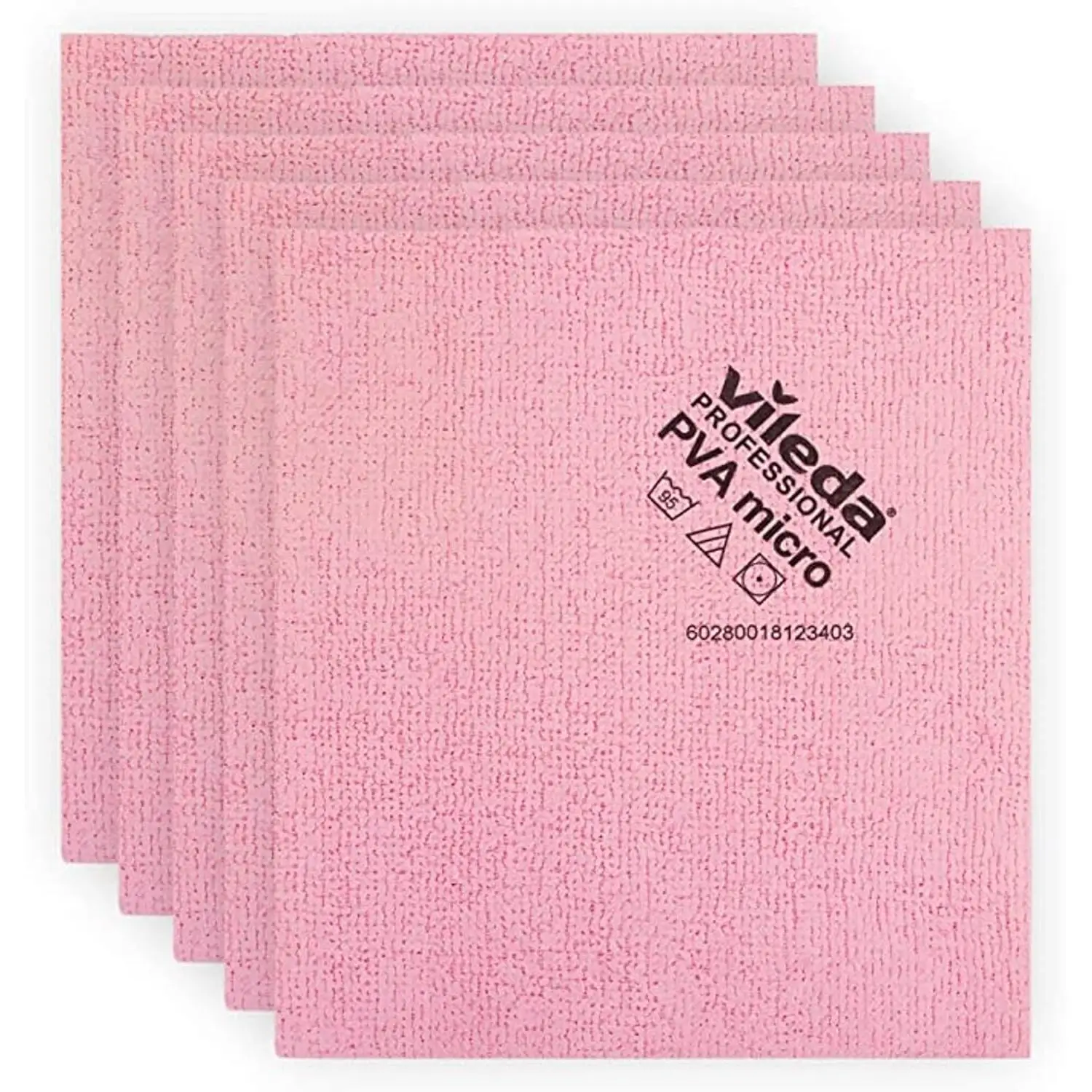Bayeta Vileda PVA MICRO - COLOR ROJO / ROSA - PACK 5 Unid. Bayeta Uso Profesional - Bayeta de Microfibra - Resultados de Limpieza Increibles - 38 x 35 cms