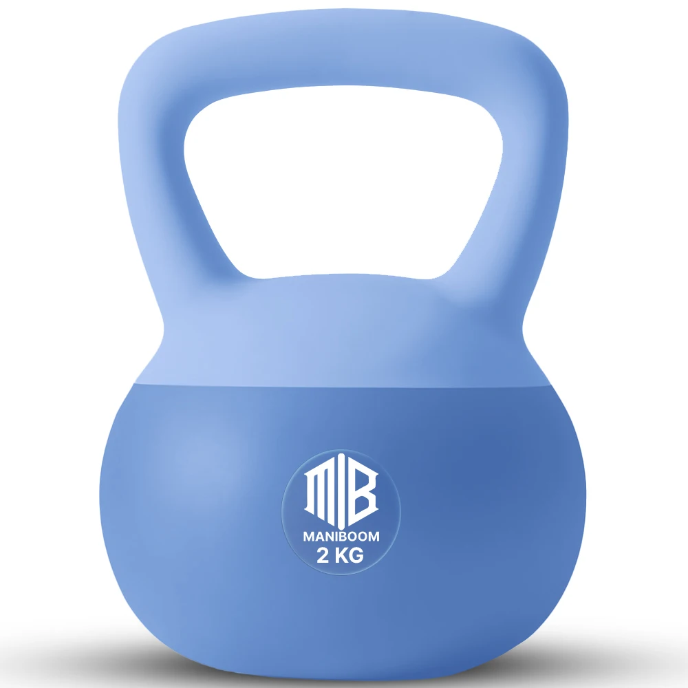 ManiBoom Russian weights soft PVC 2kg 3kg 4kg 5kg 6kg 8kg 10kg 12kg-Russian weight Kettlebell soundproof sand filling with thick anti-slip grip-protects the ground