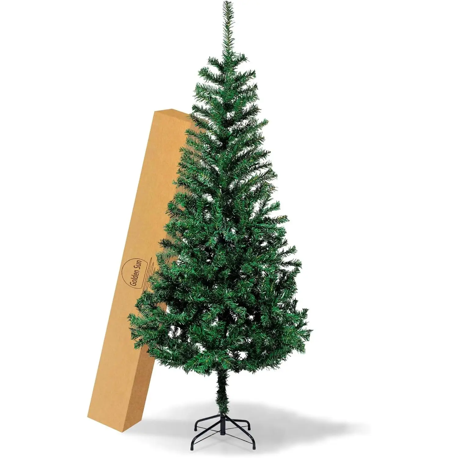 Artree | Árbol de navidad artificial 120-210 cm plegable, pino verde con soporte, estructura Desmontable, Ramas Abatibles. Adornos y decoración de navidad para el hogar.