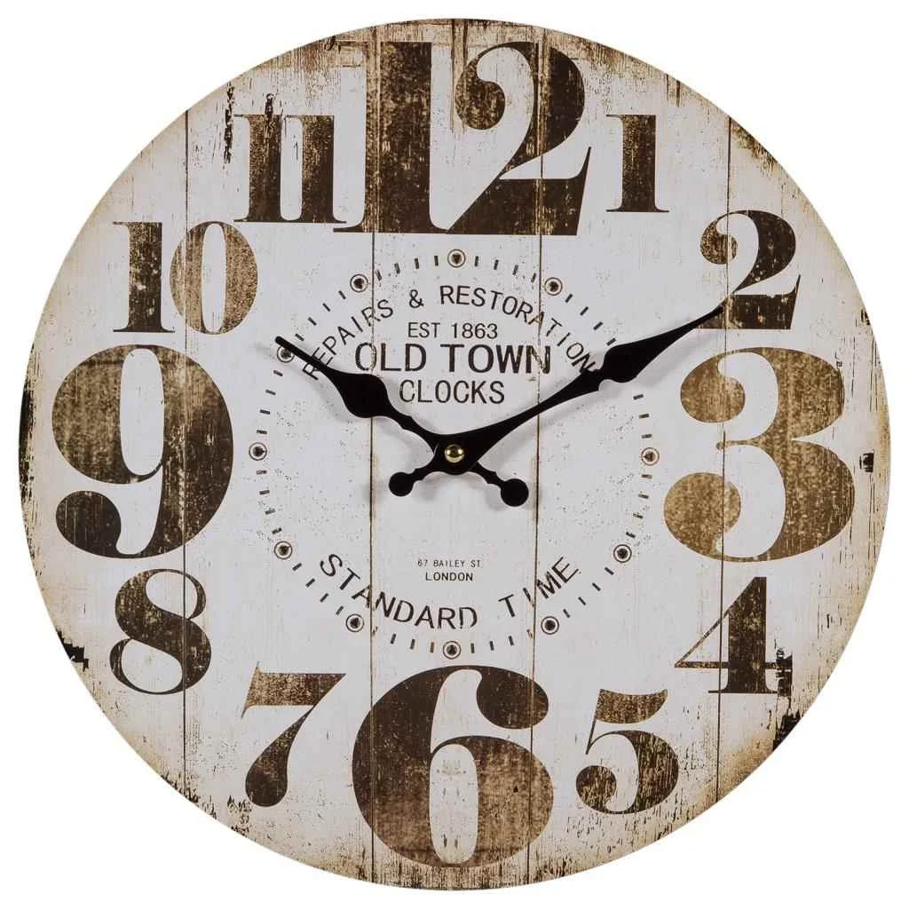 WANDERLUST DECO Reloj de Pared Blanco de Madera con Diseño Moderno para Decoración del Hogar