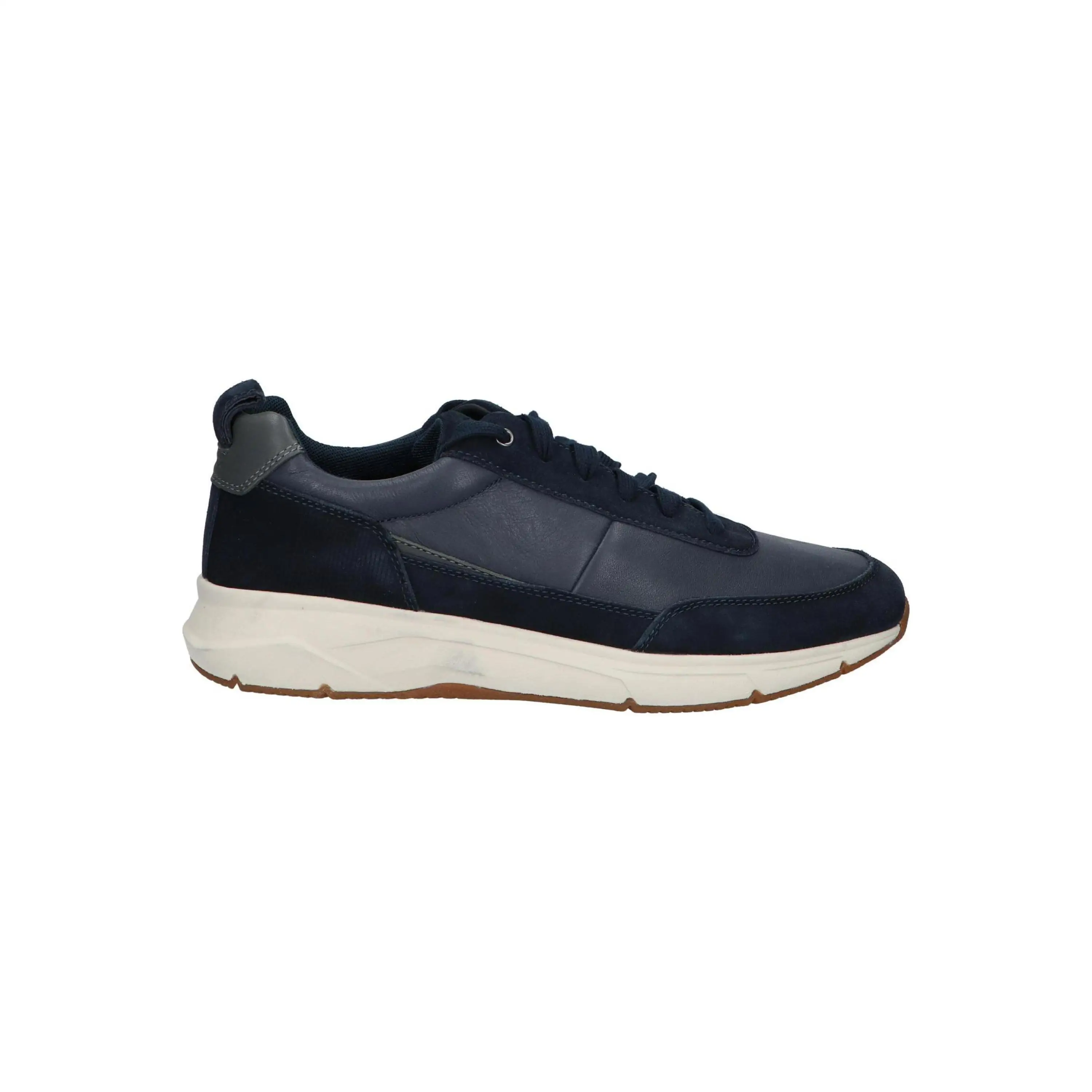 Geox Men's Casual Sneakers, Leather with Breathable Textile Lining, Rubber
