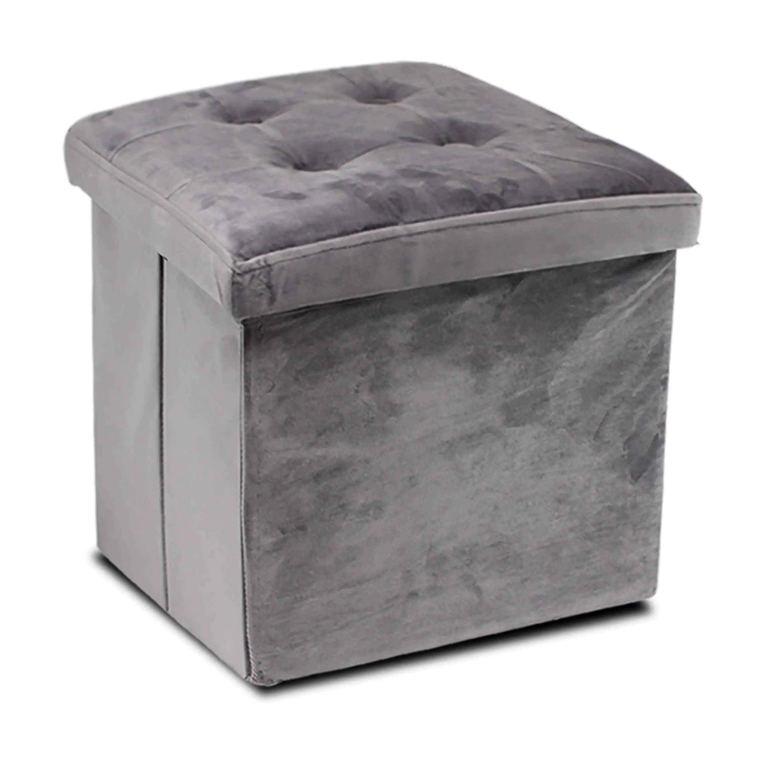 Folding Stool, square footrest, square storage Puff with lid, 38X38X38CM