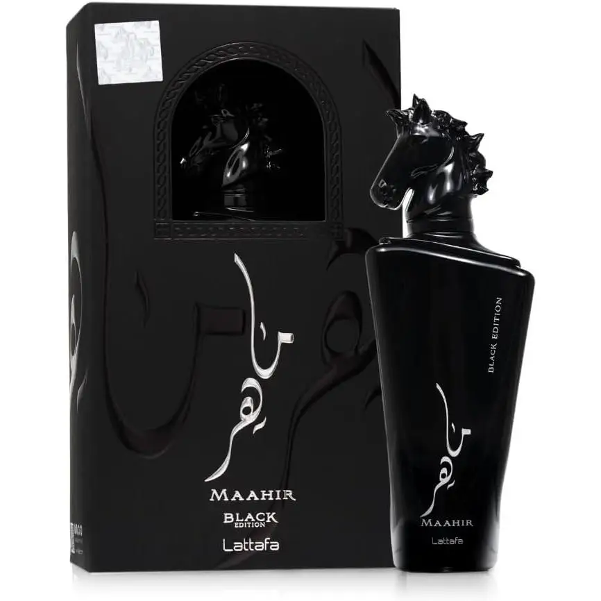 Lattafa Maahir Black Edition Eau de Parfum Unisex 100 ml 30362-Spicy amber fragrance with notes of pepper, saffron and leather