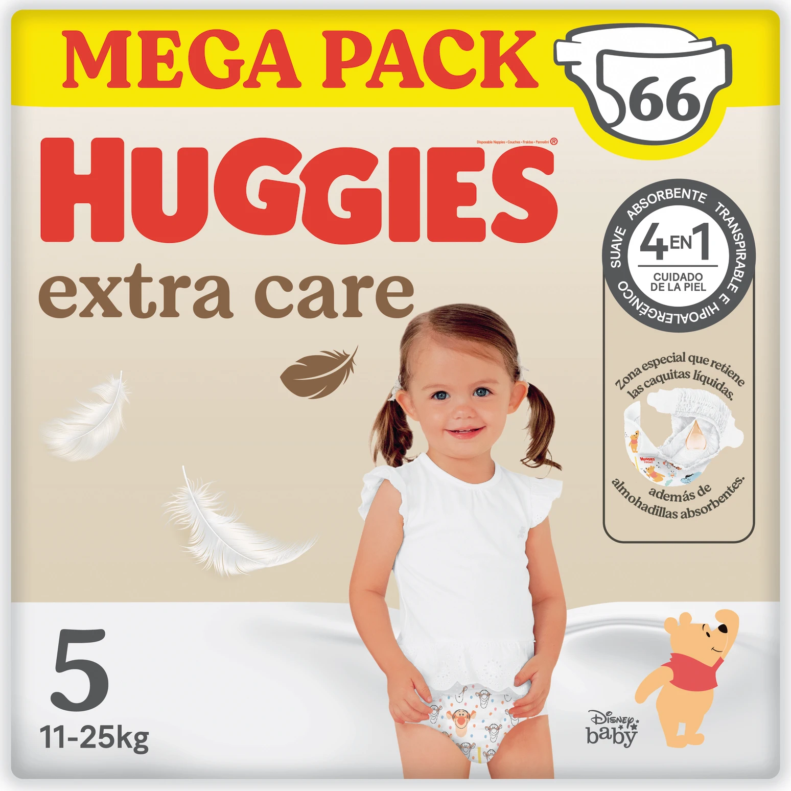 Huggies Extra Care Pañales Bebé Mega Pack, Tallas  1,2,3,4,5