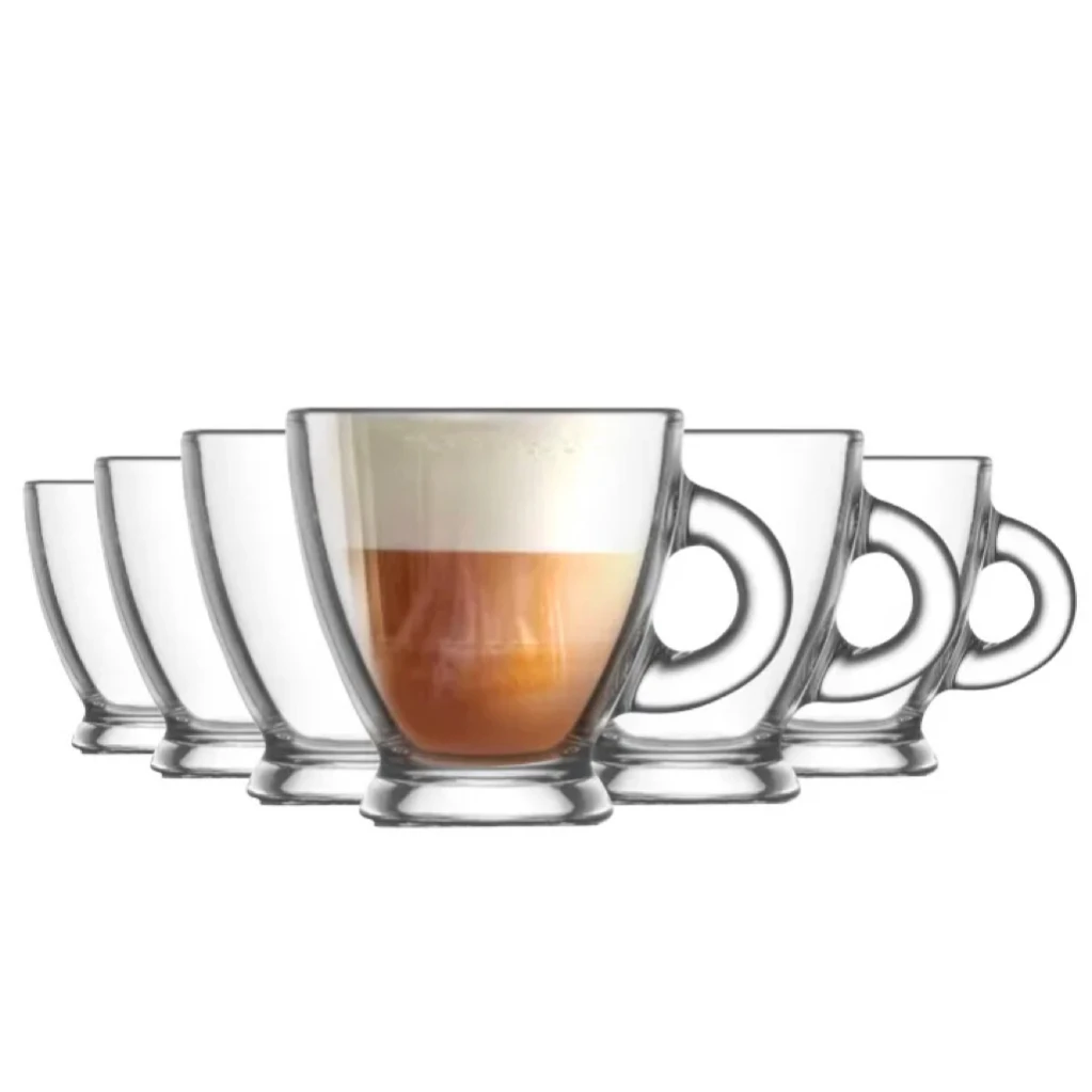 TRESV Set de 4 y 6 Tazas Transparentes de Cristales de Alta Calidad - 95ml, 225ml y 350ml