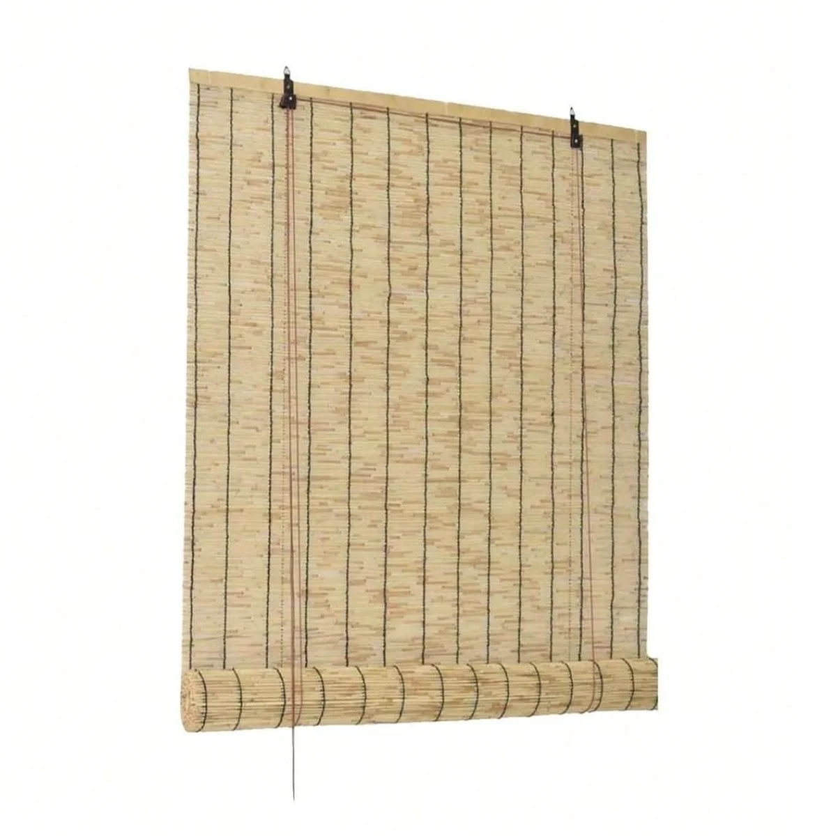 Estor Enrollable Bambú Junco,Natural,Protección Solar y Privacidad,Cortina de Madera Persianas de Bambú para Interiores, Estores para Ventanas Puertas, Tejido translucido.