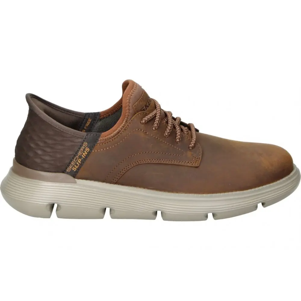 SKECHERS | Men's Casual Skechers Slip-ins Garza Gervin shoe-Brown comfortable shoes-lace-up shoe-Casual style-versatile-high quality-comfort-205046-CDB