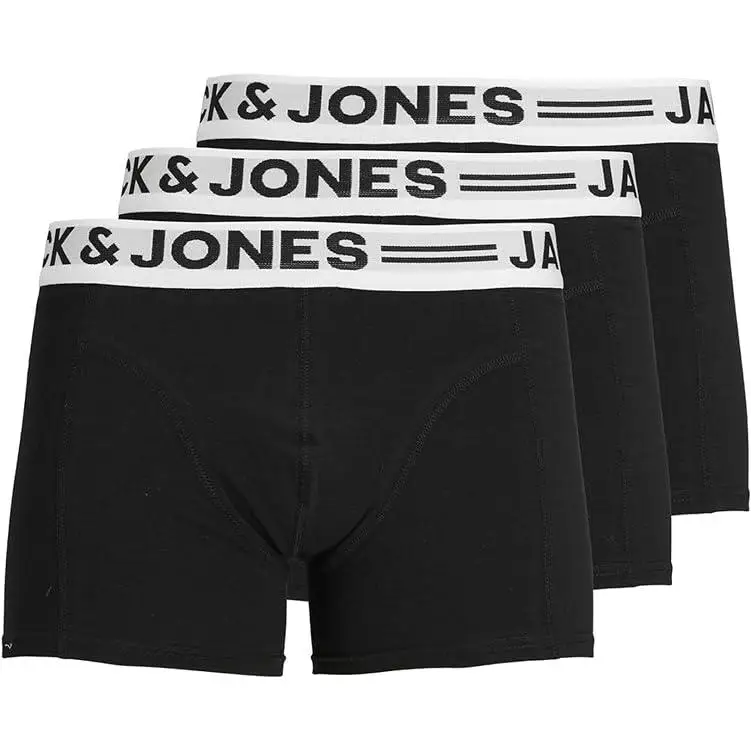 Jack & jones pack of 3 cotton boxers for men, black