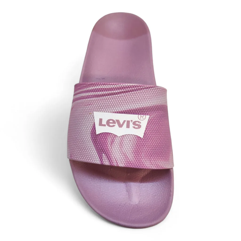 Pink/lilac girl printed Levis flip flops