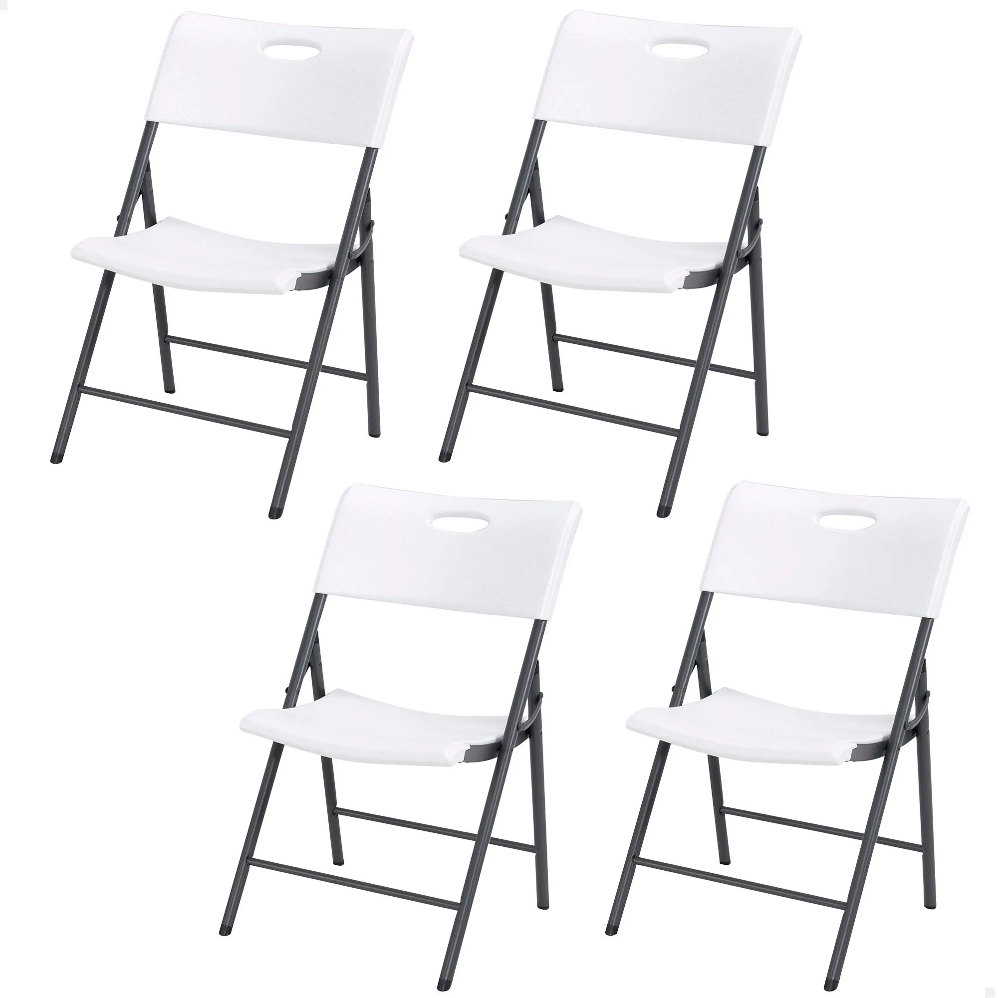 Lifetime - Pack 4 sillas plegables blancas Lifetime, Pack 4 sillas plegables plástico ultrarresistentes / Sillas para eventos, catering, oficina, exterior e interior / Sillas plegables Lifetime