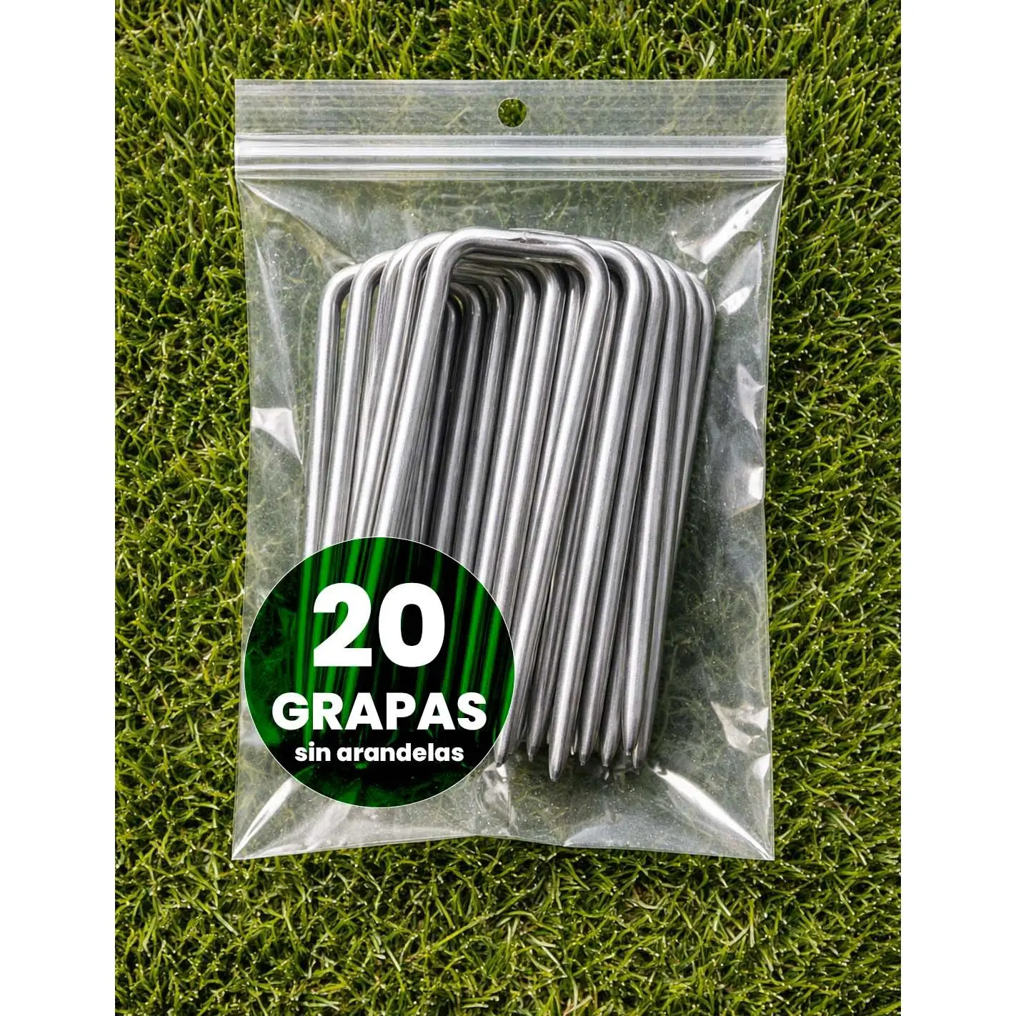 Caja 20 Grapas Piquetas de Jardín 150x30mm para Malla Antihierba y Césped Artificial | Acero Galvanizado