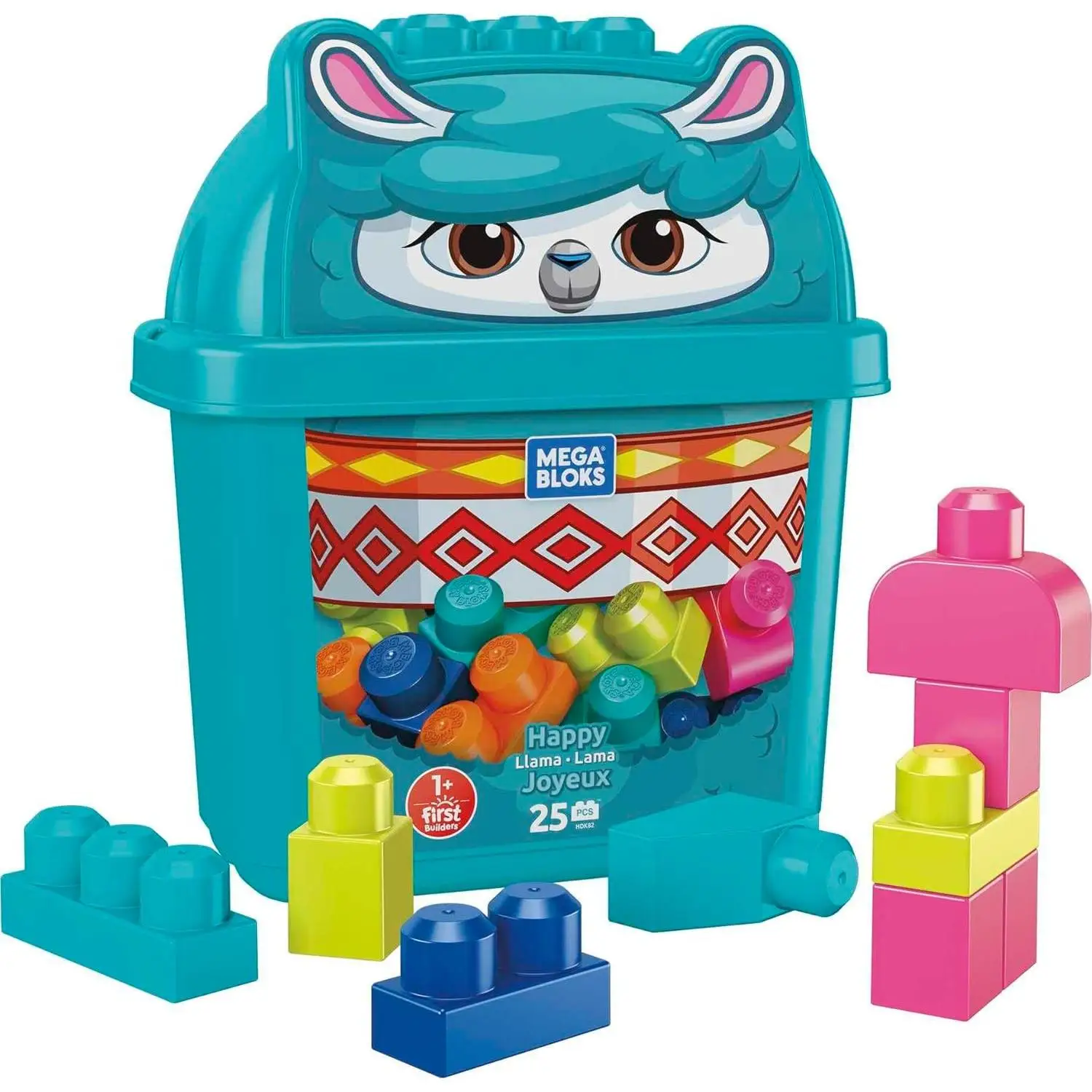 Mattel Mega Blok Lama - Bloques de Construcción - Balde Temático - Desarrollo Creativo - Habilidades Motoras Finas