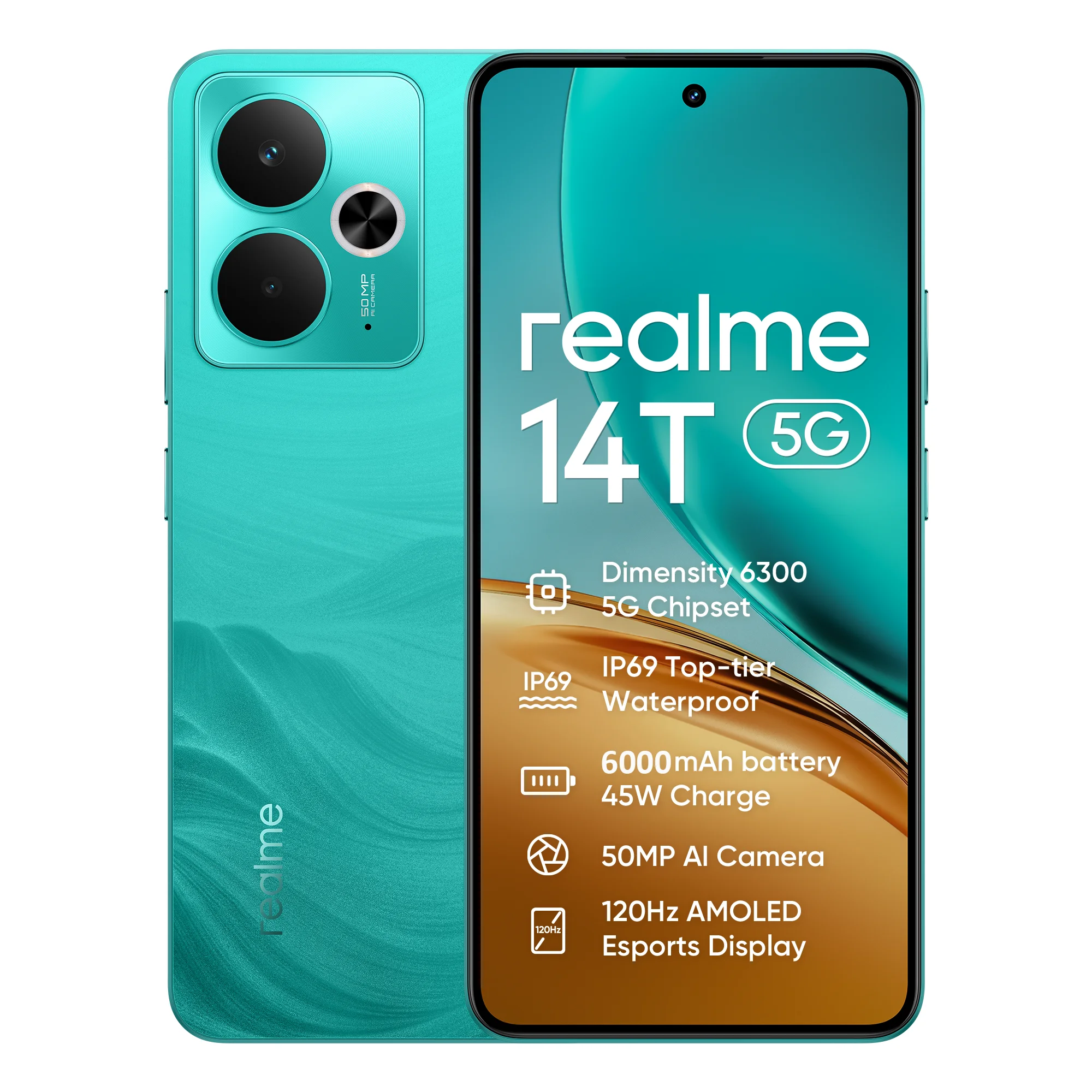 Phone - realme 14t 5g smartphone 8gb+256gb, 6000mah battery 45w charging, premium ip69 waterproof, mediatek dimensity 6300 5g, 50mp ai camera, 120hz esports amoled screen #3