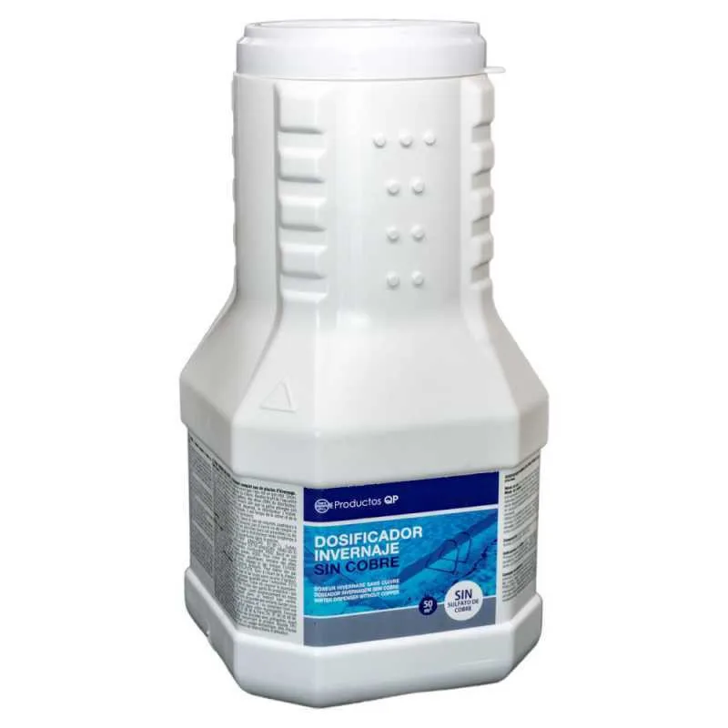 Invernaje Dosificador Automático Sin Sulfato de Cobre Quimicamp para Piscinas Desmontables y de Líner durante el Invierno en Pastillas 2kg o Líquido 5 Litros
