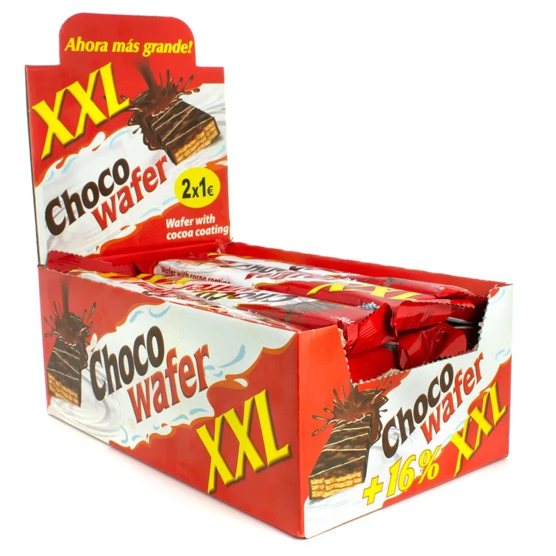 CHOCO WAFER 24 barritas de chocolate de 70grs - Deliciosas barritas de wafer de chocolate, ideal para disfrutar en cualquier momento