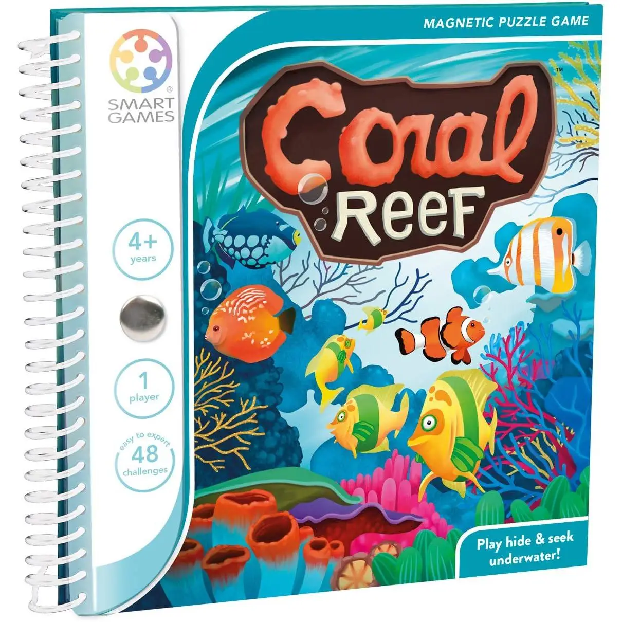 SmartGames Coral Reef - Juego de Mesa 4 a 99 años - Rompecabezas Niños 4 Años, Magnetico, Juegos Educativos, 1 Jugador, 48 Retos