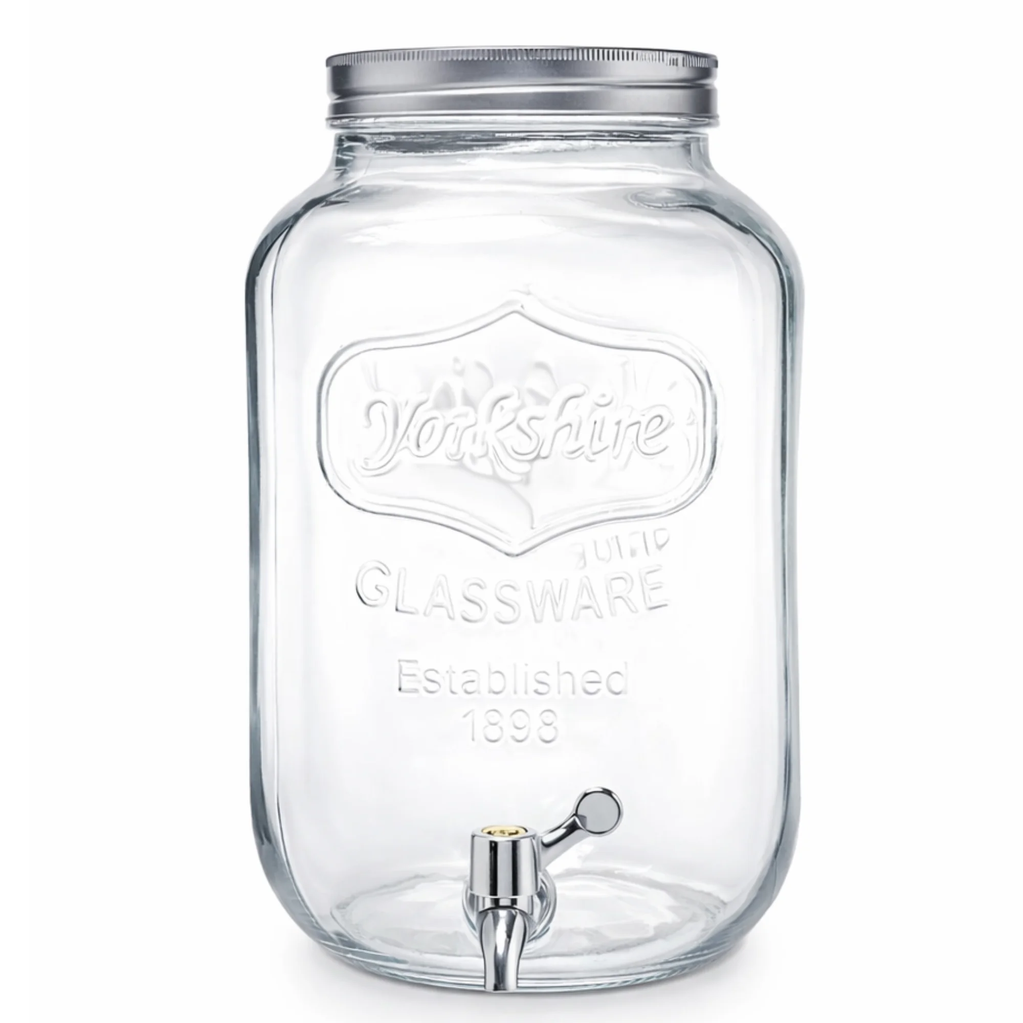 Dispensador de Bebidas de Cristal Resistente con Grifo Antigoteo y Tapa de Rosca – Tarro de Vidrio Estilo Vintage para Fiestas, Eventos y Hogar – Ideal para Agua, Limonada y Cócteles