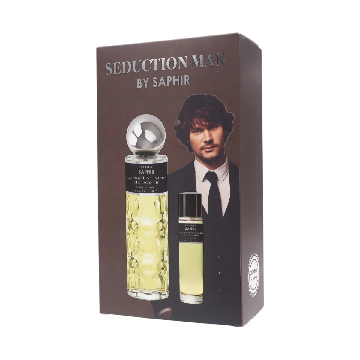 Parfums Saphir Seduction Man by Saphir Case Eau De Parfum Men's Perfume Gift Box 200 ml + 30 ml - Container May Vary