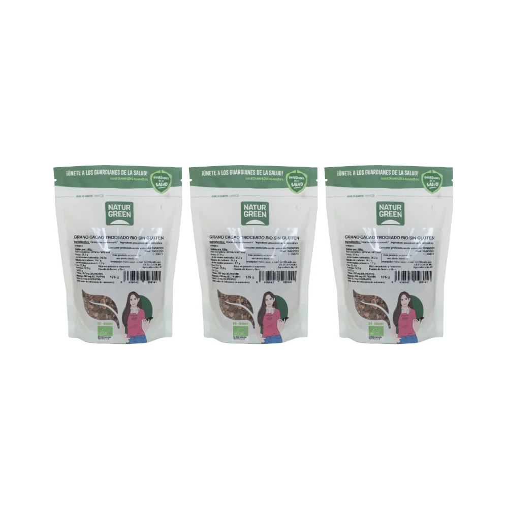 Pack 3x Grano Cacao Troceado Bio 200g NaturGreen