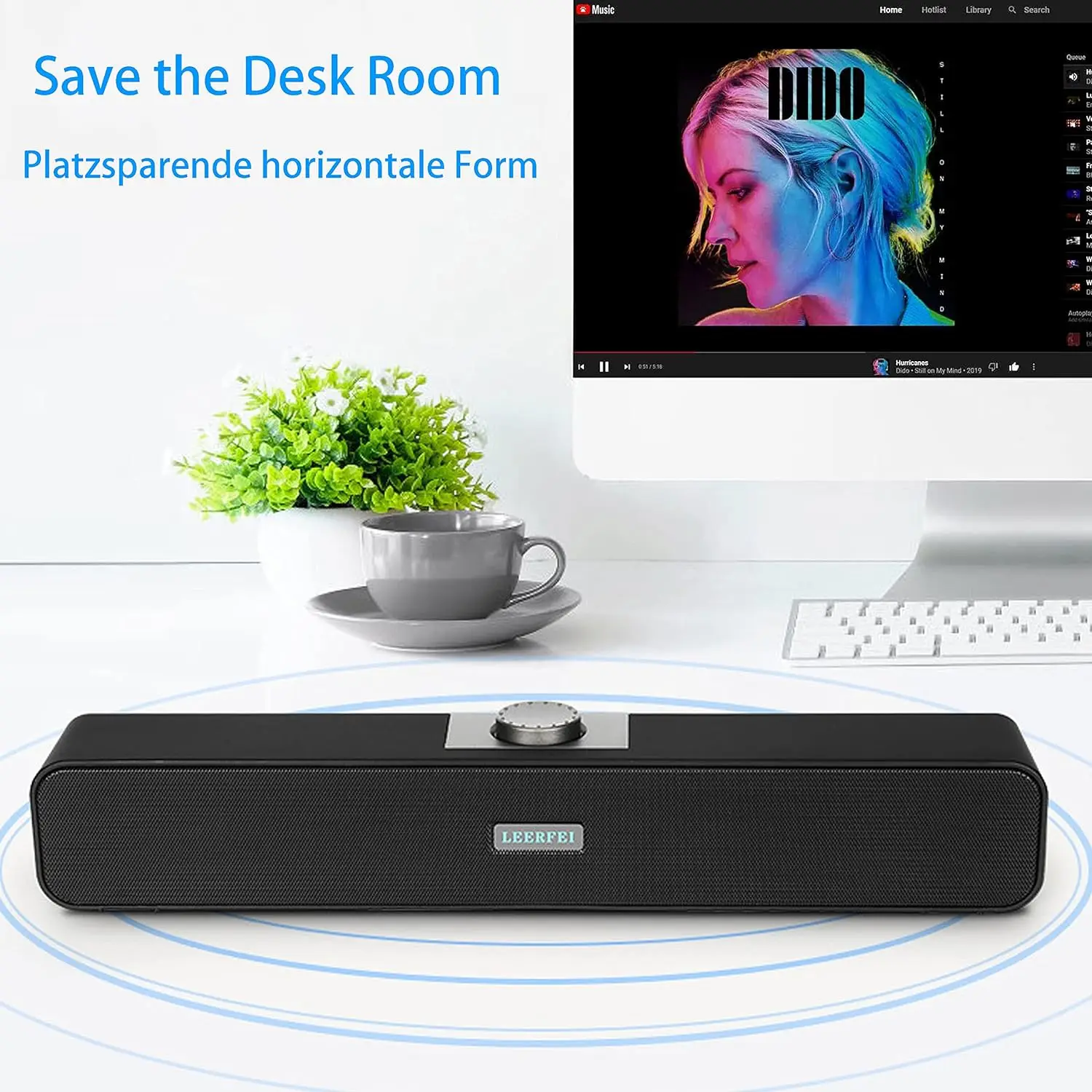 USB Speakers for Pc Laptop Sound Bar USB Speakers Computer Bar for Computer Notebook Tv Laptop USB 2.0 Inressi Audio 3.5 Mm, Not Rechargeable, No Bluetooth