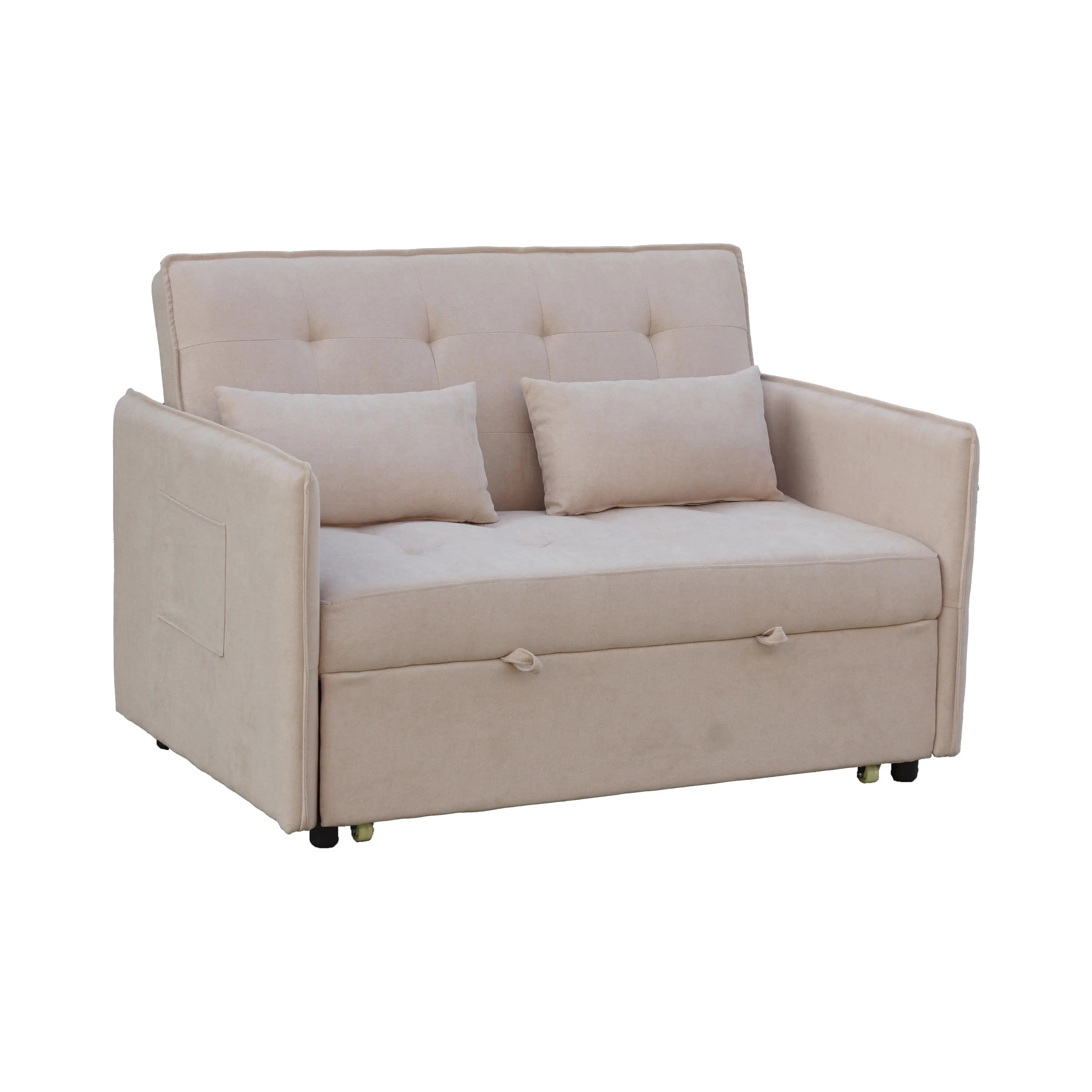 Duérmete Online - Sofá Cama Bilbao, Reposabrazos, Colores Gris y Beige