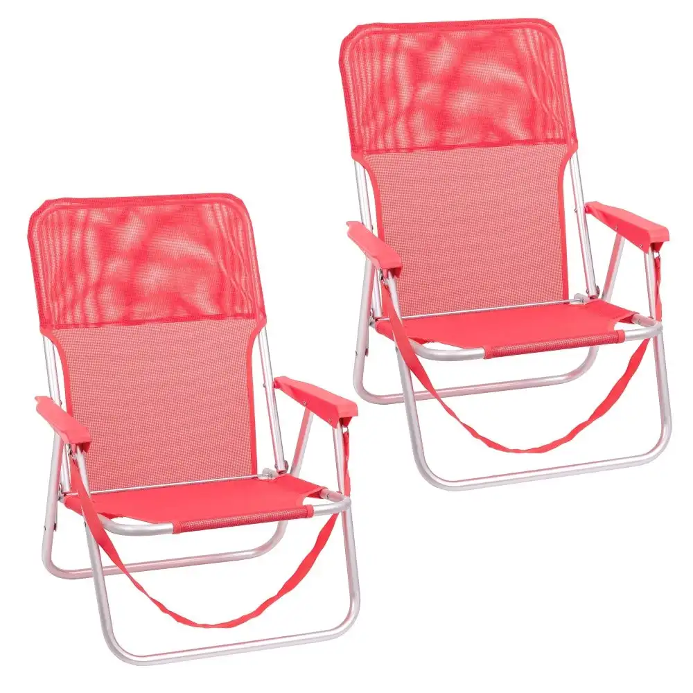 Pack de 2 sillas de playa fijas plegables con asiento bajo de aluminio y textileno Lola Home