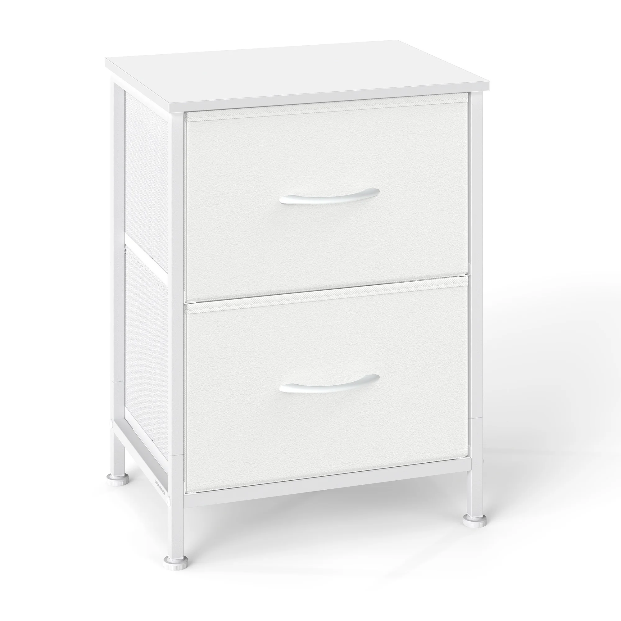 SONGMICS Cómoda, con 2 Cajones para Dormitorio, Mueble de Almacenaje, Acero, MDF, Tela no Tejida, para Dormitorio, Armario, Recibidor y Salón, Blanco Nube y Blanco Nieve
