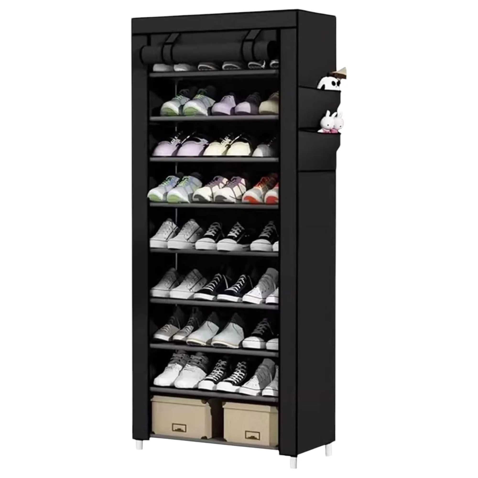 Zapatero Mikomika con 10 Niveles para Almacenar y Organizar Hasta 30 Pares de Zapatos con Funda a Prueba de Polvo (58 x 28 x 170 cm zapatero-10p-002 1990 D1)