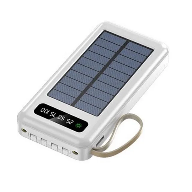 Cargador portátil Solar Power Bank 12000Mah/20000Mah Gran Capacidad Incorporado 5 Salidas y 3 entradas Cable y Linterna Compatible con Todos los teléfonos Inteligentes y Dispositivos USB 8