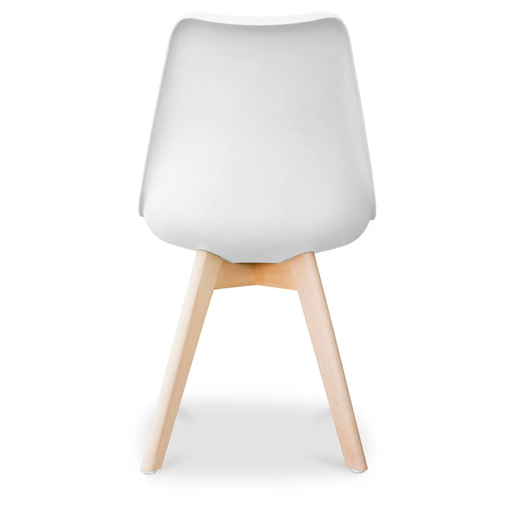 SIRIO Chair White with Faux Leather Cushion and Beech Wood Legs, Iconic Scandinavian Design, Ideal for Dining Room, Office, or Kitchen, Durable and Stylish, Dimensions 81x48x54 cm.