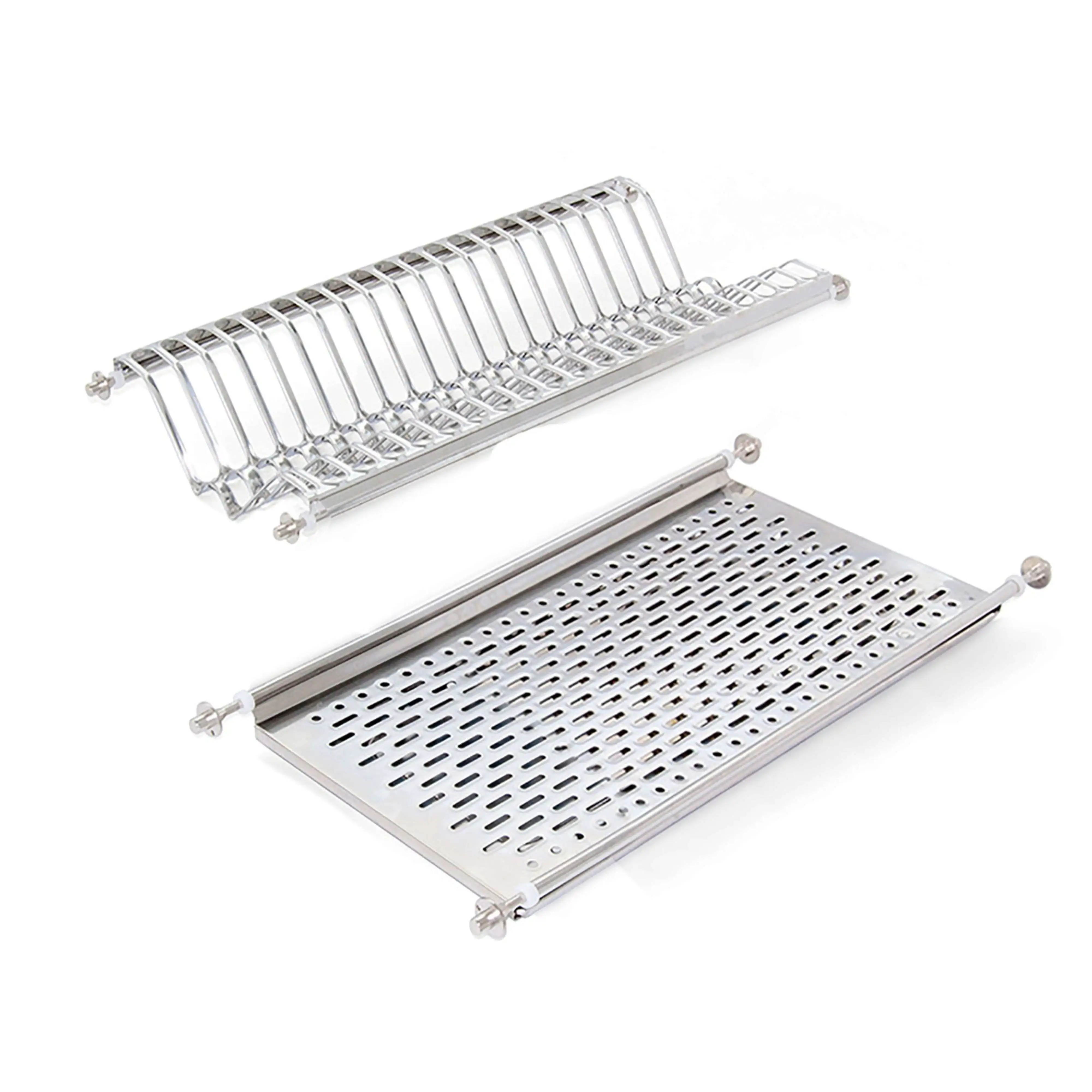 Miroytengo Escurreplatos para Módulos Altos de Acero para Cocina en Color Gris con Diseño 53,5/57x24 cm para Muebles de 60 cm