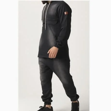 Conjunto Vaquero Qaba'il Gris – Talla XL | Estilo Streetwear de moda urbana para hombres en tallas extra grandes