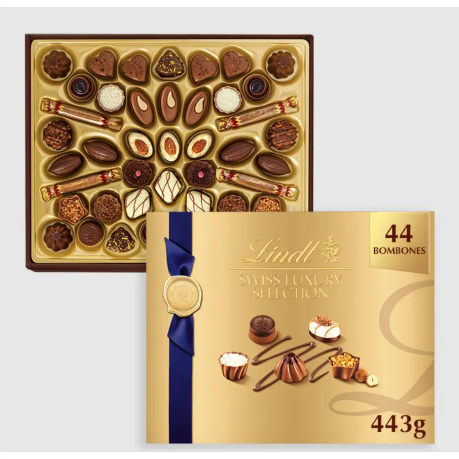 Lindt Swiss Luxury - Surtido de bombones ideal para regalo 443 Gr - FECHA CONSUMO PREFERENTE 30.06.2025