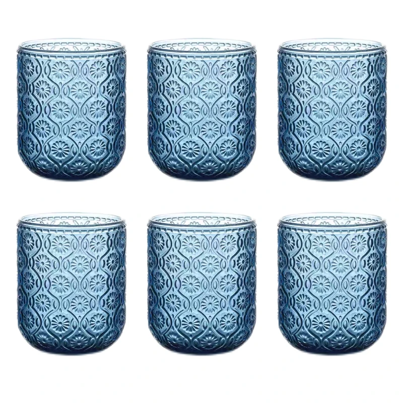 TRESV Set de 6 Vasos Colores o Transparente de 250ml, Vaso de Cristal agua y Bebidas Alcohólicas,l,Aptos para lavavajillas