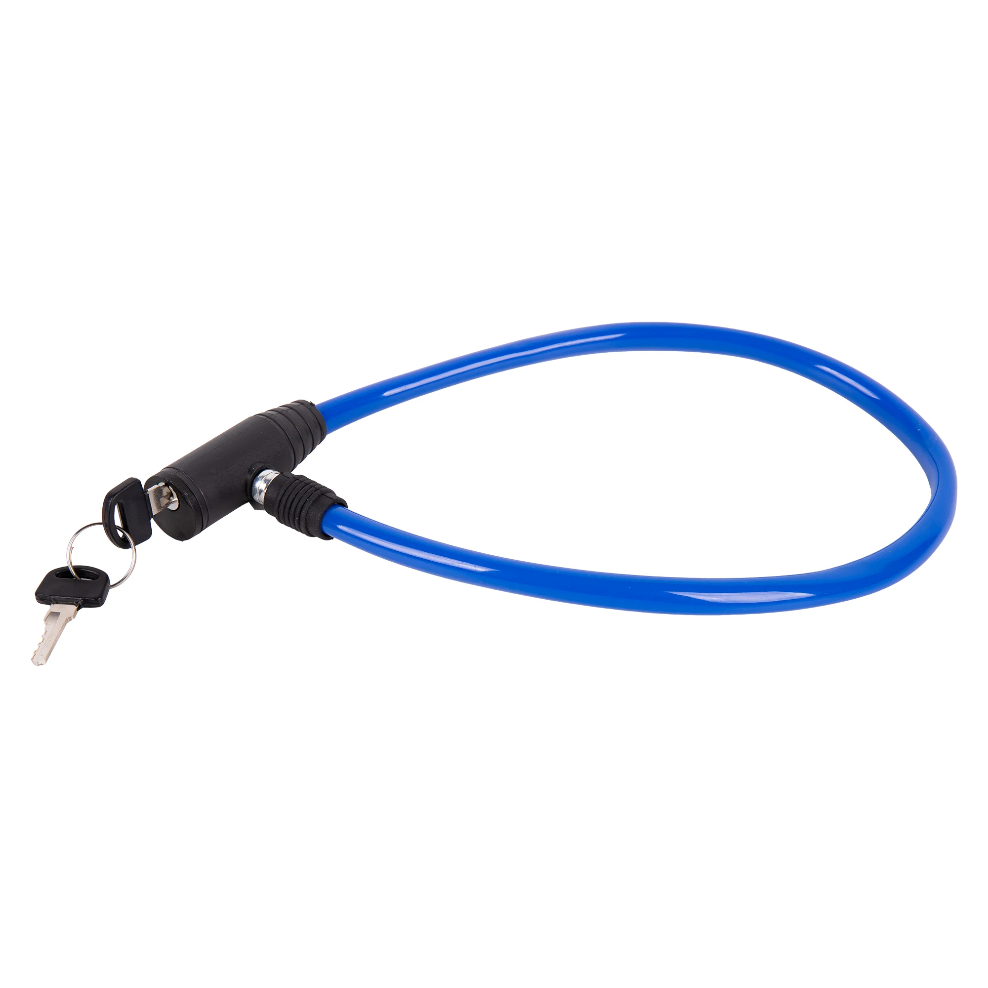 Cofan Candado para bicicleta con cable de acero | Revestimiento de PVC azul | Seguridad para bici | Candado antirrobo | Incluye 2 llaves | Medidas: Ø5 mm x 500 mm